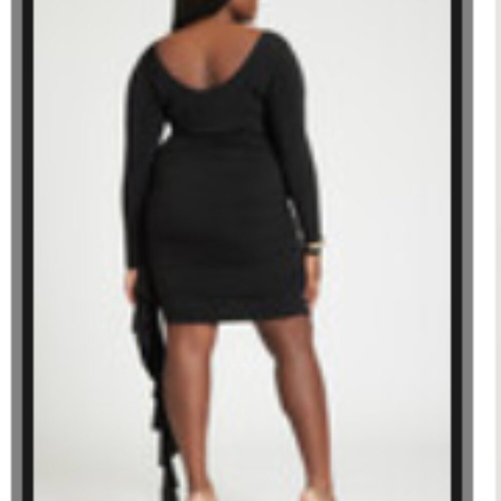 NWT: Eloquii Black Body-Con Ruched Dress; Sz 20